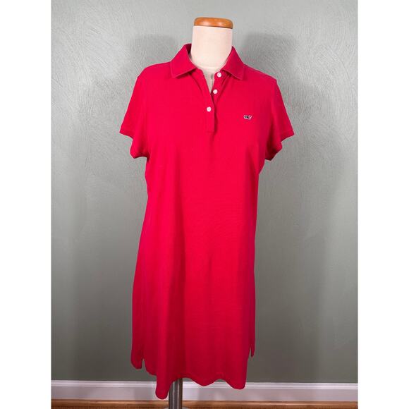 Vineyard Vines Undercollar Polo Dress Women's Size Medium Lighthouse Red Casual - Picture 8 of 10